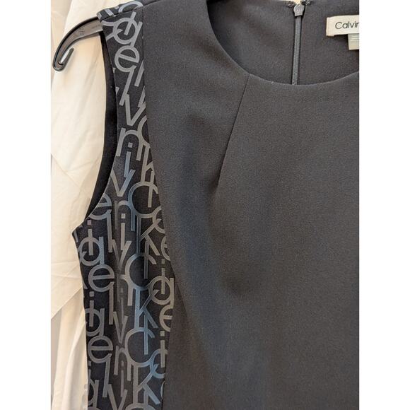 Calvin Klein Black Size 4 Sleeveless Scoop Neck Sheath Dress w/Side Logo Details - Picture 9 of 16